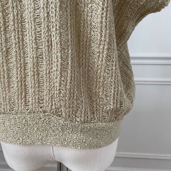 Vintage Glentex Tan Gold Shrug Sweater Tie Front Cardigan Open Weave OSFM S M - Picture 5 of 8
